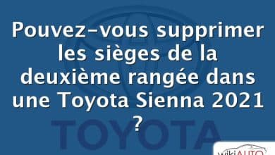 Pouvez-vous supprimer les sièges de la deuxième rangée dans une Toyota Sienna 2021 ?
